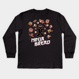 Ninja Bread Man Gingerbread Funny Christmas Kids Long Sleeve T-Shirt